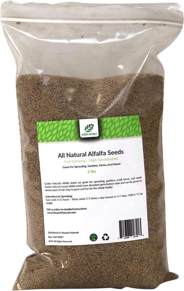 Alfalfa Seeds 2 Lbs High Germination (Garden Naturals Brand)